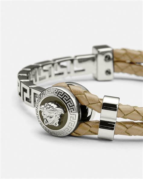 versace leather wrap bracelet|versace greca braided bracelet.